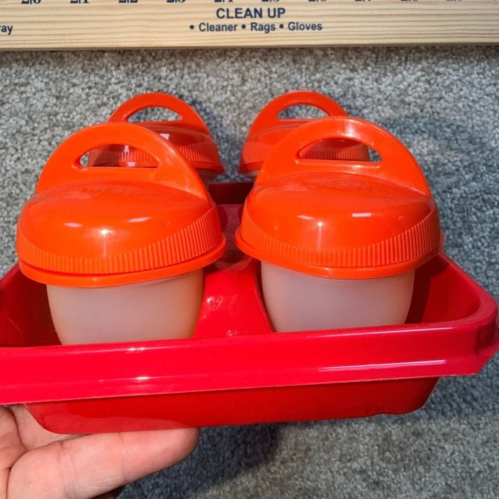 Egglettes Silicone Hard Boiled Egg Maker Set of 4 with Red Tray As Seen On TV